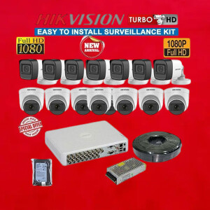 Night Vision Activated Hikvision 16 HD 1080P Full HD 2MP CCTV Cameras Complete System Kit Full Package