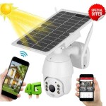 4G SimCard  PTZ Rotating Solar Powered CCTV Camera-Colored At Night