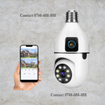 1080P Outdoor Security, Indoor Security Wi-Fi Dual Lens Bulb Camera Wireless PTZ Camera