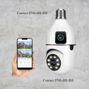 1080P Outdoor Security, Indoor Security Wi-Fi Dual Lens Bulb Camera Wireless PTZ Camera