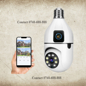 360-Degree Rotation 1080P  Wi-Fi Dual Lens Bulb Camera Wireless PTZ Camera