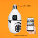 High Definition HD 1080P Wi-Fi Dual Lens Bulb Camera Wireless PTZ Rotating Camera