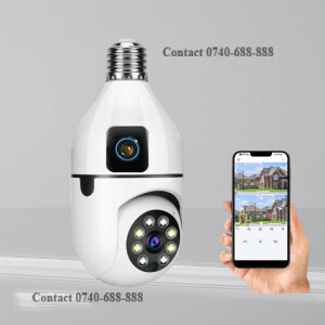 360-degree Pan-Tilt-Zoom (PTZ) control Remote View 1080P Wi-Fi Dual Lens Bulb Camera Wireless PTZ Camera