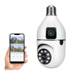 2MP HD Dual Lens 360° Panoramic Wireless WiFi Rotating Bulb Security Camera