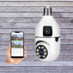 Real Time Voice Two Way Intercom 1080p Wi-Fi Bulb CCTV Security Camera With Dual Lens Screen