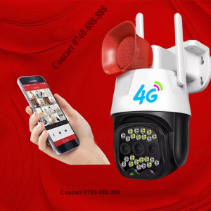 Two Way Audio, V380 Pro 4G Simcard PTZ Rotating  Security Surveillance Siren Camera