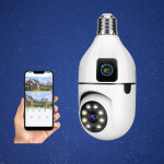 V380 Pro 1080P HD Dual Lens 360° Panoramic Wireless WiFi Indoor Rotating Bulb Security Camera