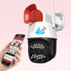 4G Simcard PTZ Rotating Smart Security Surveillance Camera With Loud Siren