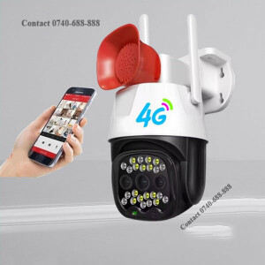 Digital Auto Tracking V380 Pro 4G Simcard PTZ Rotating  Security Surveillance Siren Camera