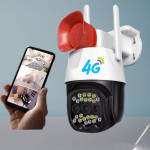 TF card & Cloud storage Support Loud Siren Speaker Two Way Audio 4G Simcard PTZ Rotating Siren Camera