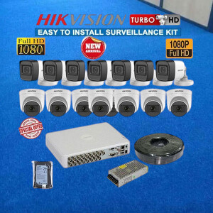 Hikvision Dome and Bullet 16 Turbo HD 1080P Full HD 2MP CCTV Cameras Complete System Kit Full Package