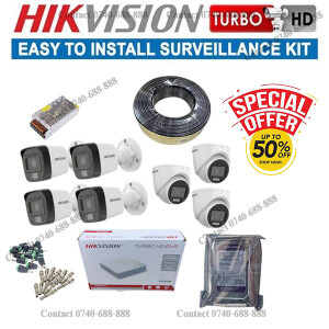 7 Hikvision 1080P Full HD 2MP 24/7 Colored Night Vision Hybrid CCTV Cameras with Audio Voice Recording Capabilities kit