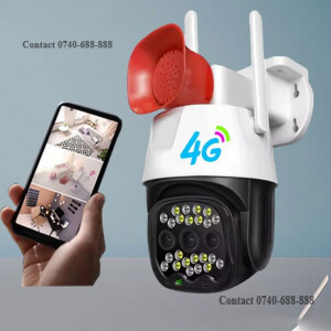 Outdoor Indoor Security Surveillance 4G Simcard Rotating Camera with Loud Siren