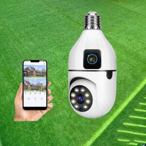 Night Vision PTZ Rotating 1080P HD Dual Lens Screen WiFi Bulb Security Surveillance Camera