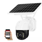 4G SimCard  PTZ Rotating Solar Powered CCTV Camera-Colored At Night