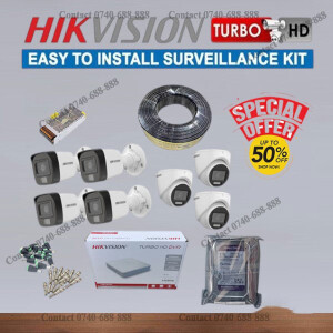 1080P Full HD Resolution 2MP 7 Hikvision Hybrid CCTV Cameras with Audio Voice Recording Capabilities Complete System Kit