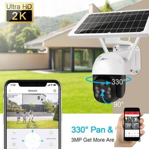 4G SimCard  PTZ Rotating Solar Powered CCTV Camera-Colored At Night