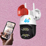 V380 Pro App 4G Simcard Loud Siren Speaker Two Way Audio PTZ Rotating Siren Camera