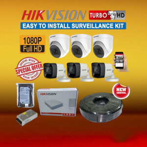 Hikvision 6 HD 1080P Full HD 2MP  Indoor/Outdoor CCTV Cameras Complete System Kit