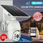 4G SimCard  PTZ Rotating Solar Powered CCTV Camera-Colored At Night