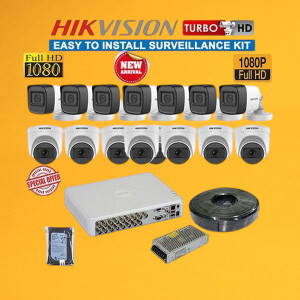 Hikvision 16 Night Vision Enabled HD 1080P Full HD 2MP CCTV Cameras Complete System Kit Full Package