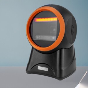 2D QR Code Omnidirectional Round Table Mount Laser Barcode Scanner Reader