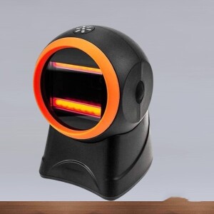 Wired USB Hands-Free 1D 2D QR Code Omnidirectional Round Table Mount Laser Barcode Scanner Reader