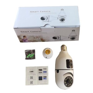 Home Security Baby Monitor CCTV Dual Lens Screen 1080p Wi-Fi Bulb Camera