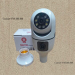 Two Ways Audio Dual Lens Dual Screen Color Night Vision Smart Home Security Wi-Fi Bulb Camera