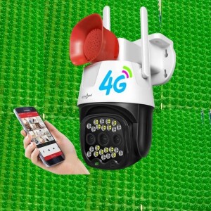 4G Simcard PTZ Rotating Smart Security Surveillance Camera With Loud Siren