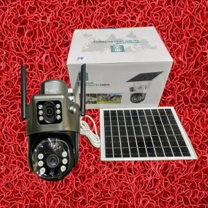 PTZ remote control  4G Simcard Solar powered Dual Lens Security Camera