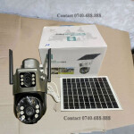 Two Way Audio Dual Lens Screen 4G Simcard Solar Powered Outdoor Security CCTV Camera