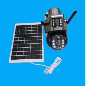 Dual Lens Screen 4G Simcard Solar CCTV Surveillance Camera With PIR Human Detection