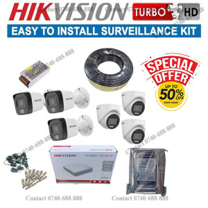 6 Hikvision 1080P Full HD 2MP Hybrid CCTV Cameras with Audio Voice Recording Capabilities Complete System Kit