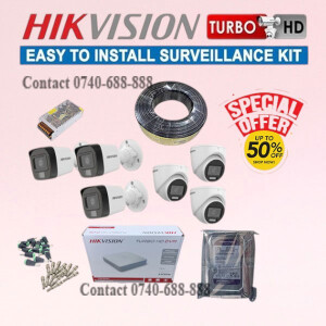 6 Hikvision 1080P Full HD 2MP Hybrid CCTV Cameras Complete System Kit Package With Audio Voice Recording Capabilities