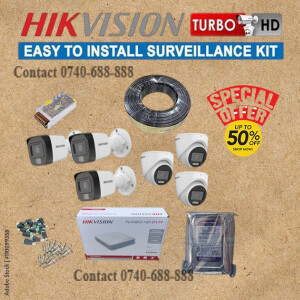 6 Hikvision Indoor/Outdoor 1080P Full HD 2MP Audio Voice Recording Capabilities Hybrid CCTV Cameras Complete System Kit