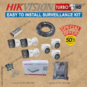 24/7 Full Time Color 6 Hikvision 1080P HD 2MP Hybrid Audio Voice Recording Capabilities CCTV Cameras Complete Kit