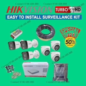 6 Hikvision 1080P 2MP Hybrid Audio Voice Recording Capabilities Security Surveillance CCTV Cameras Complete System Kit