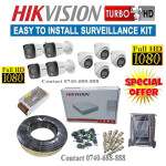 8 Hikvision Indoor/Outdoor 1080P Full HD 2MP Audio Voice Recording Capabilities Hybrid CCTV Cameras Complete System Kit